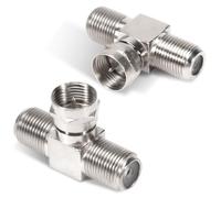 2 Pack Coaxial Cable Splitter, TV Splitter 2 in 1 Out, F Type RG6 Male to Dual F Female, 3 Way Coaxial Cable Connector Adapter, Combiner for Video Cable, TV Antenna SatelliteTuner