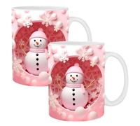 2 Pack Coffee Mugs | Christmas Theme Ceramic Mugs with Handle | Festive Partys X'Mas Mugs | Hot Chocolate Tea Coffee Milk Drinking Cups | Christmas Tableware Festive Ornaments for Home Offices