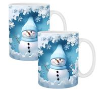 2 Pack Coffee Mugs | Christmas Theme Ceramic Mugs with Handle | Festive Partys X'Mas Mugs | Hot Chocolate Tea Coffee Milk Drinking Cups | Christmas Tableware Festive Ornaments for Home Offices