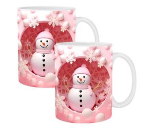 2 Pack Coffee Mugs | Christmas Theme Ceramic Mugs with Handle | Festive Partys X'Mas Mugs | Hot Chocolate Tea Coffee Milk Drinking Cups | Christmas Tableware Festive Ornaments for Home Offices