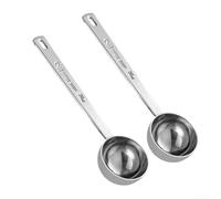 2 Pack Coffee Scoop with Bag Clip - 30ml Stainless Steel Measuring Spoon for Ground Coffee Beans - Sealed Serrated - 7 Inch Long Handle for Deep Bags - Silver Kitchen Utensil