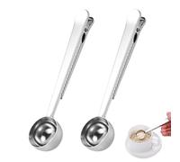 2 Pack Coffee Scoop with Bag Clip, 6.69 Inch 304 Stainless Steel Measuring Spoon for Coffee Beans Grounds Tea Oatmeal Milk Powder