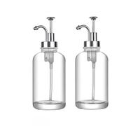 2 Pack Coffee Syrup Pump Coffee Station Coffee Syrup Dispenser Glass Honey Pot Honey Jar Shampoo and Conditioner Dispenser (Silver)
