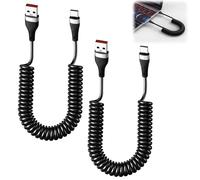 2 Pack Coiled USB Charging Data Cable Compatible with iPhone, USB A to USB C Spiral Cable with Data Transfer, MFi Certified, Coiled USB C Cable for Car Compatible with 16 15 Pro Plus Max