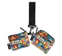 2 Pack Coin Purse for Women and Men Compact Size Zipper Purse for Men and Women, Colorful Pottery In The Moroccan Shop, 4.13"(L) x 3.5"(W), Travel Accessory