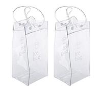 2 Pack Collapsible Clear Wine Bag Pouch Portable Cooler with Handle PVC Material Watertight for Party Outdoor Champagne Cold White Picnic BBQ Celebration Activities