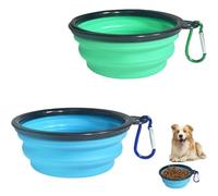 2 Pack Collapsible Dog Bowl, Portable Silicone Dog Travel Bowls, Foldable Pet Food and Water Dish for Walking, Hiking, and Outdoor Activities, Large Capacity and Durable Design