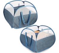 2 Pack Collapsible Laundry Baskets, 90L Large Foldable Laundry Basket, Pop Up Hampers for Laundry, Dirty Clothes Laundry Hamper for Bedroom, Bathroom, Dorm, Laundry Room, Travel or Camping Blue