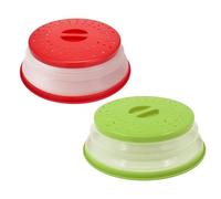 2 Pack Collapsible Microwave Food Cover,BPA-Free & Non-Toxic,10.5 Inch,Prevents Food Splatter, Microwave Cover for Food, Easy Storage,Red+Green