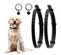2 Pack Collar for Dogs, Dog Collar to Prevent Infections, 24.4in Waterproof Adjustable Dog Collars with Bell, Age over 7 Weeks, Contains Natural Essential Oils, 16 Months Protection (Black, No Box)
