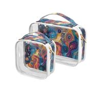 2 Pack Colorful Abstract Cosmic Fabric Planets Space_3 clear decorative mens toiletry bag TSA approved multifunctional travel makeup bag travel essential maquillaje para, colorful, colorful abstract