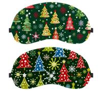 2 Pack Colorful Christmas Trees Snowflake Winter Pattern Sleep Mask for Side Sleeper Men Women, Light Blocking Eye Mask Cover Eyeshade with Adjustable Strap, Night Blindfold