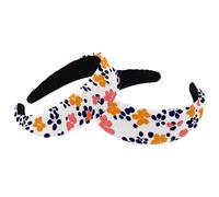 2 Pack Colorful Ditsy Flower Floral Pattern Head Bands Hoops, Velvet Thick Padded Hairband Hoops, No Slip Headbands, Wide Hairbands for Women Girls for Hair