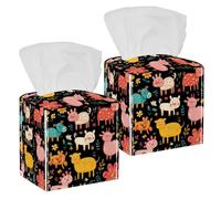 2 pack_Colorful funny cute farm animals (1) Tissue Box Cover, 5x5x5in