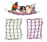 2 Pack Colorful Rope Net, Rat Climbing Toy, Pet Hanging Hammock, Bird Ladder Bridge, Small Animal Net Toy, Cage Decor Accessories for Rat Hamster Ferret - 28 × 20 cm