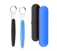 2-Pack Colorful Tongue Scraper for Adults with Travel Case, Stainless Steel, Metal Tongue Brush for Bad Breath, Oral Hygiene Tool, Easy to Use & Portable