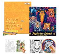 2 Pack Colouring Book Set for Adults, Colouring for Adults 51 Unique Animal & Cabin Designsfor Stress Relief & Relaxation, Art Drawing Books for Adult or Women Men