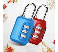 2 Pack Combination Lock, Heavy Duty Alloy 3-Digit Padlock, Metal Waterproof Outdoor Travel Luggage Locks for Locker, Sports Locker, Fence, Toolbox, Gate, Case, Hasp Storage-Blue Red