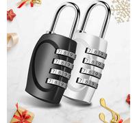 2 Pack Combination Lock, Heavy Duty Alloy 4-Digit Padlock, Metal Waterproof Outdoor Travel Luggage Locks for Locker, Sports Locker, Fence, Toolbox, Gate, Case, Hasp Storage-Black Silver