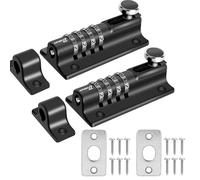2 Pack Combination Locking Bolt 4 Digit, Sliding Bolts Latch Weatherproof, Zinc Alloy Keyless Slide Lock 121mm/4.8in Heavy Duty, Lockable Padbolt for Gate, Shed, Garage with Anti-Tamper Screws-Black