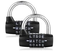 2 Pack Combination Padlock 5 Letter Word Lock Digit for Gym Locker Sports School Fence Toolbox Hasp Cabinet Storage