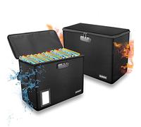 2 Pack Comic Book Storage Box, ELOBOON Fireproof & Water-Resistant Comic Book Box with Lock and Label Window, Moistureproof Comic Short Box with Fire Zipper, Comic Book Bin with Non-Slip Bottom, Black