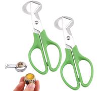 2-Pack Compact Stainless Steel Quail Egg Scissors - Green Egg Shell Cutter and Opener