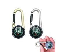 2-Pack Compass Keychains with Carabiner, Pocket Orientation & Navigation Compass for Outdoor Camping and Sport Hiking, Durable Lightweight Orienteering Compass for Travel, Survival & Adventure