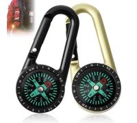 2 Pack Compass with Keychains and Carabiner Hiking Small Compass Navigation with Fluorescent Design for Outdoor Military Scout Orienteering Camping Sport Keyring Travel Equipment Accessories