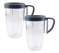 2-Pack Compatible for NutriBullet NB-101B /101S /201 24oz Blender Cups, 600W 900W Tall Containers with Handled Lids