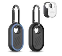 2 Pack Compatible for Samsung Galaxy SmartTag2 Case, Rugged Full Protective Anti-Slip Soft Silicone Case for Galaxy Smart Tag 2 with Key Ring, for Keys, Wallet, Luggage, Pets (Black & Blue)