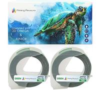 2-Pack Compatible Self-Adhesive 3D White on Green Embossing Labels Tapes 9mm x 3m for use with Omega and Junior Embossers