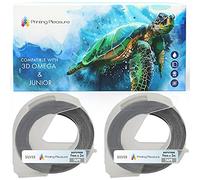 2-Pack Compatible Self-Adhesive 3D White on Silver Embossing Labels Tapes 9mm x 3m for use with Omega and Junior Embossers