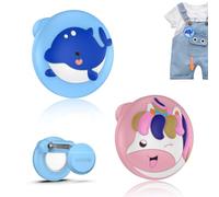 (2 Pack) Compatible with AirTag Holder for Kids, Soft Silicone Waterproof Cute Air tag Case with Pin Hidden Air tag Holder for Child, Elderly, Pets Collar, Clothes, Shoe, Backpack (Blue+Pink)