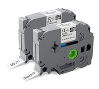 2-Pack Compatible with Brother P-Touch TZe-231 Label Tape, 12mm (0.47") for Brother Label Printer Laminated, Black on White Cassette for PT-E110 H110 H100R H101C H105 PT-1000 PT-H108 Label Maker