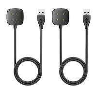 2 Pack Compatible with Fitbit Sense/Sense 2/Versa 3/Versa 4 Charger,Replacement USB Charging Cable Dock Stand for Sense/Sense 2/Versa 3/Versa 4 Accessories