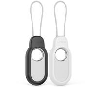 2 Pack Compatible with Samsung Galaxy Smart Tag 2 Case TUDIOW Secure Holder with Wire Cable Lock for Smart Tag 2 Anti-Lost Protective Cover for Samsung Galaxy SmartTag 2 (Black+White)