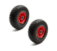 2 PACK Complete Wheelbarrow Wheel & PU Tyre 4.10/3.50-4 Cart Trolley 10 Inch Solid Puncture Proof Polyurethane 16mm Bore 4.10-4/3.50-4 Barrow