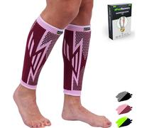 2 Pack Compression Calf Sleeves for Men & Women - Calf Support Brace for Runners, Shin Splints, Muscle Strains & Cramps - Compression Socks for Legs - Breathable & Non-Slip (S, Bordeaux)