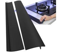 2 Pack Cooker Gap Cover, Heat-Resistant Cooker Gap Strips, Silicone Gap Cover, Kitchen Stove Counter Gap Cover, Anti-Stain Cooker Gap Filler, Kitchen Counter Gap Filler for Kitchen Countertop (Black)