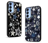 2 Pack Cool Star Phone Case for Samsung Galaxy A16 5G 6.7",Cute Silver Stars Aesthetic Y2K Cases Trendy Design Cover for Women Men Girls,Black Silicone Shockproof Protective Funda for Samsung A16