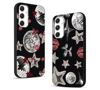 2 Pack Cool Y2K Phone Case for Samsung Galaxy A54 5G 6.6",Y3K Cute Stars Kawaii Bow Cases Lips Print Disco Ball Red Ribbon Pattern Cover,Black Slim Protection Funda for Women Teens for Samsung A54