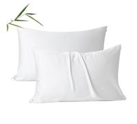 2 Pack Cooling Pillow Cases,Viscose Derived from Bamboo Pillow Protectors Queen Size Set of 2, 400 Thread Count Soft Silky Breathable Summer Pillow Cover with Zipper Hidden (2PCS, Queen, White)