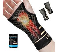 2 Pack Copper Wrist Supports for Carpal Tunnel, Wrist Brace for Women Men, Compression Wrist Support for Tendonitis, Arthritis, RSI, Sprains, Pain Relief, Sport, Gym, Left/Right Hand Brace, L