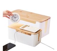 2 Pack Cord Storage Box - Data Cable Organizer Case, Cutout Wire Management Design | Practical Home Office Solution Power Strips Routers TV Wires Data Cables Neat Tidy Accessory