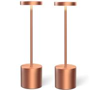 2 Pack Cordless Table Lamps Rechargeable, Portable LED Desk Lamp 5000mAh Battery Powered Wireless Table Light - 3 Color Dimmable Lighting for Restaurant Dining Patio Outdoor Bedroom(Rose Gold)