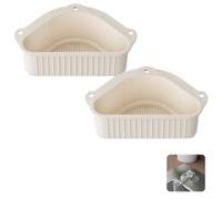 2 Pack Corner Sink Strainer Tri-Holder Basket ABS Plastic Drain Protector for Leftover Food Debris Black(White)