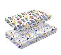 2 Pack Cot Bed Fitted Sheets 140 x 70cm for Girl Boys | Bedding For Cot bed | Easy Care Soft Cotton and Dureable, Unique Car & Dinosaur Pattern Baby Crib Sheets