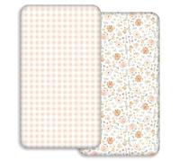 2 Pack Cot Sheets, 100% Microfiber- Breathable, 120 x 60cm Cozy and Lightweight Cot Fitted Sheets, Oeko-tex100, Fits All Bassinet Mattress Shapes, Hourglass(Pastoral Whispers)