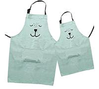 2 Pack Cotton Blend Parent and Child Apron, Creative Artist Apron with Pockets Great Helper in Daily Life, Matching for Adult and Kid Cooking,Baking,Painting, Gardening Mommy and Me Matching Set